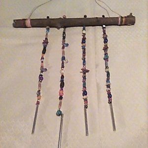Wind Chime Colorful Beads With Metal Chimes Handmade Garden One if A Kind!